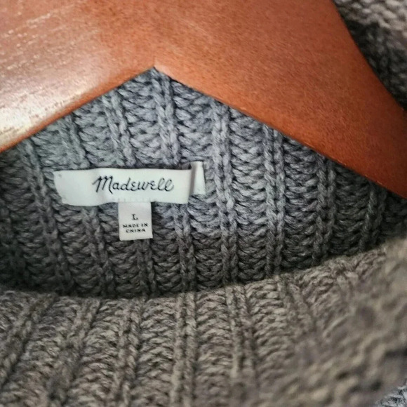 Madewell Cotton Wool Blend Nordstrom Sweater Gray Mock Neck Long Sleeve Large - Picture 6 of 11